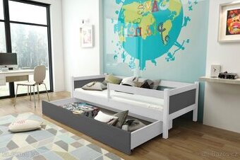 NOVÁ dětská postel bílá grafit + MATRACE + ŠUPLÍK