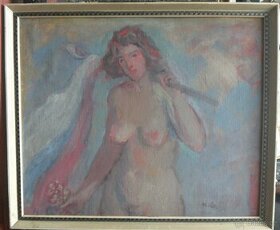 Nabízím krásný obraz: Dívka s vlajkou a kyticí.