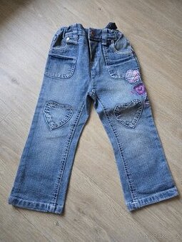 Dívčí rifle, jeansy se srdíčky velikost 92