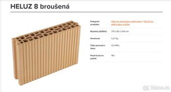 Cihly HELUZ 8 broušená + malta