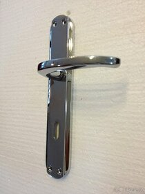 Dveřní klika / kování, stříbrná lesk, rozteč 72mm /21ks - 1
