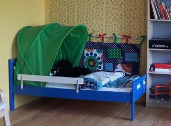 Dětská postel Ikea 160 x 70 cm s baldachýnem a zábranou