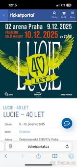Prodám 2 vstupenky na koncert LUCIE 9.12.2025