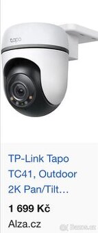 Chytrá bezpečnostní kamera TP-Link Tapo TCA41 – NOVÁ