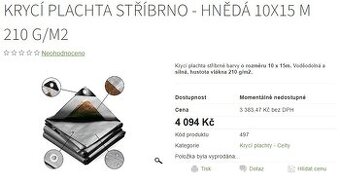 Prodám silné, těžké Krycí plachty za poloviční cenu: