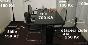 kancelářská židle (neotočná) + kancelářská židle (otočná)