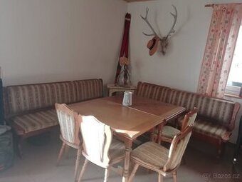 2x lavice, 2x jídelní stůl, 4 židle, dub rustik