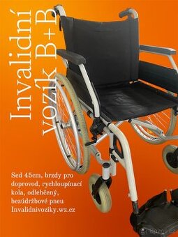 invalidní vozík b+b sed 45cm , brzdy pro doprovod