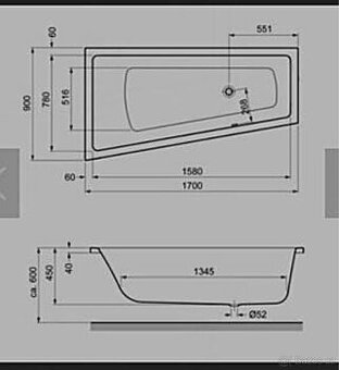 GKI MEMO rohová vana 170x90 cm, bez nozicek, akrylát