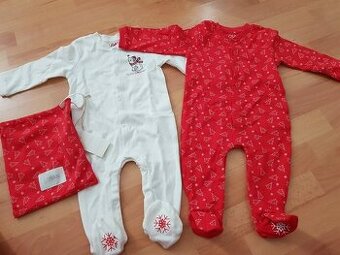 Nová sada dvou overálků vánočních Losan, vel. 6-9 měsíců