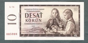 Staré bankovky 10 kč 1960 pěkný stav