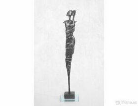 Dívka s copem, socha dívky kov cín dekorace originální umění