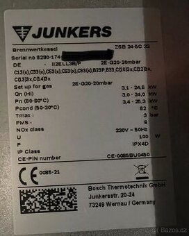 Plynový kondenzační kotel Junkers Cerapur HM ZWB ZSB 24-5C 2