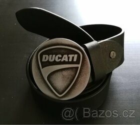 Kvalitní kožený opasek s kovovou přezkou DUCATI Nový - 1