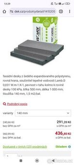 Fasádní polystyren Isover Gray 140mm