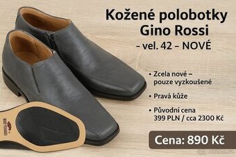Kožené polobotky Gino Rossi – vel. 42 – NOVÉ