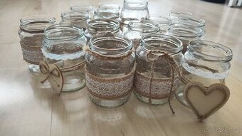Dekorativní sklenice/svícny (svatba) 16 ks