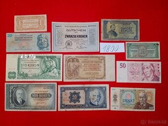 Československé bankovky 10 ks + 1 ks - celkem 11 ks