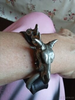 Gothic kožený náramek s drakem