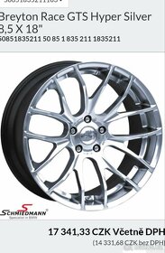 Prodám sadu alu kol breyton race gts 5x120