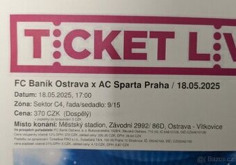 Vstupenky Baník - Sparta 18.5.2025