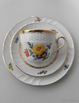 Krásná porcelánová snídaňova sada/trio Kronester Bavaria