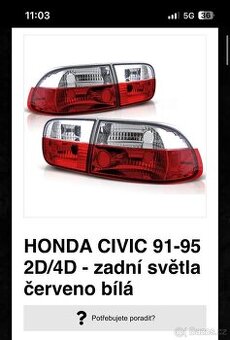 zadní světla Honda Civic 5g coupe/sedan