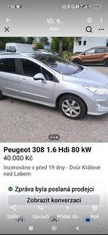 Prodám Peugeot 308, původní cena 40000