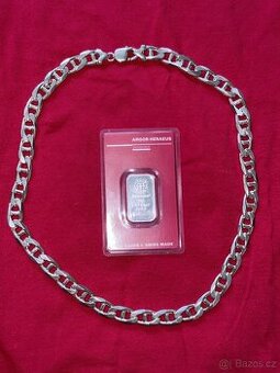 Masivní stříbrný řetízek 55cm délka , 1cm šířka