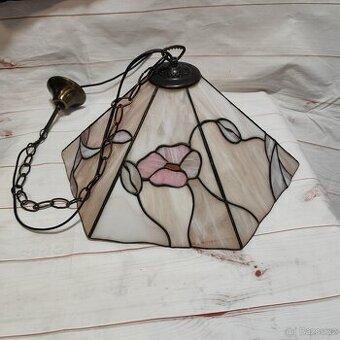 Retro vitrážové Lustr TIFFANY barevného opálového skla 50 cm