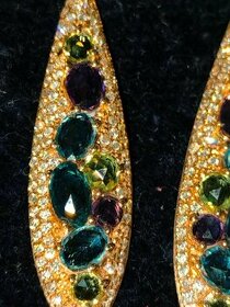 Naušnice Luxus 216 diamantov + 16 drahokamov Certifikát