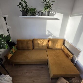 Rohová rozkládací sedací souprava ETNA žlutá NOVÁ, V ZÁRUCE