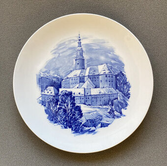 Meissen, Míšeň Závěsný talíř 26 cm Zámek Weesenstein, 1972