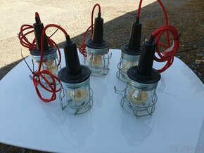Závěsné skleněné lampičky, 5ks