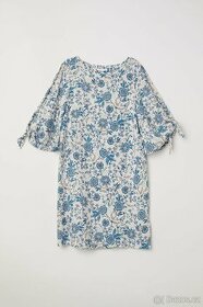 H&M Tie-sleeved Dress modro-béžové šaty, vel. 34