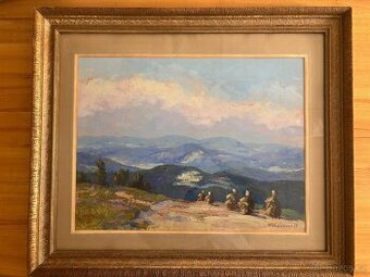 Obraz Miroslav Procházka,Beskydy po žních 1947,olej 72x85