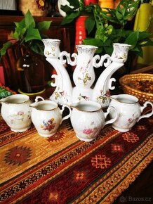 Porcelánový svícen a 4x mléčenky - 1