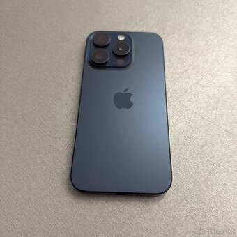 iPhone 15 Pro 256GB blue titan, pěkný stav, 12 měsíců záruka