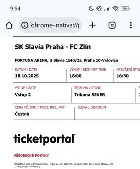 Vstupenky Slavia - Zlín