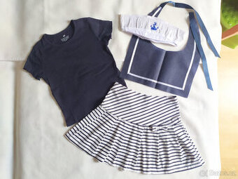 Sukně, tričko, čepice a šátek, námořníce, H&M, 122/128