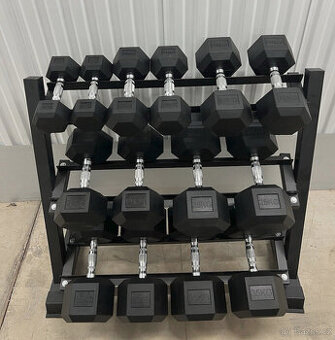 jednoruční činky sada 280kg HEXA (5-35kg) + STOJAN