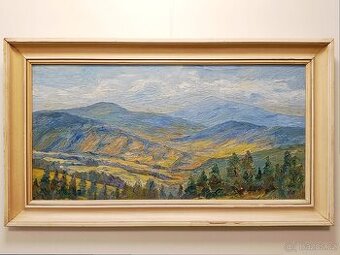 Obrazy O. Malík, Šumava, olej 59x104, 46x90
