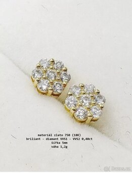 Zlaté náušnice s diamanty / brilianty NOVÉ