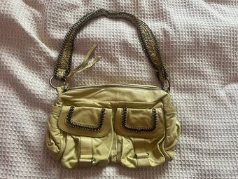 Kožená kabelka/brašna/taška žluto/zelená