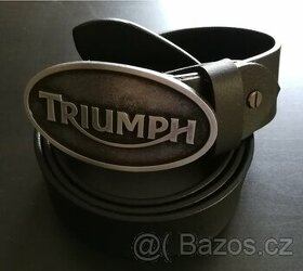 Kvalitní kožený opasek s kovovou přezkou TRIUMPH Nový