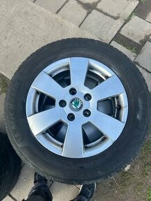 Alu kola 5x112r15+gumy letní 195/65r15 - 1