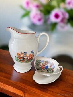 Retro porcelánový dětský snídaňový set