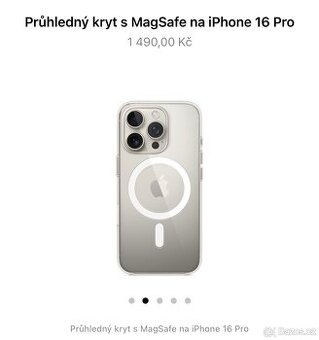 Průhledný kryt s MagSafe na iPhone 16 Pro - záruka v ČR