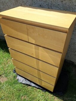 Ikea komoda Malm 6 zásuvek bříza 123cm výška