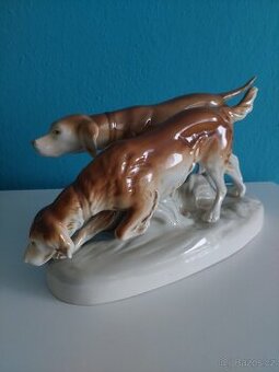 Retro porcelanova soska lovecti psi ROYAL DUX